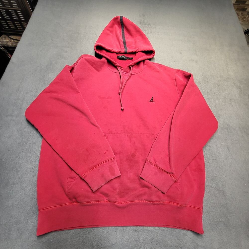 Nautica Hoodie Mens L Red Pullover‎ Sweatshirt Long Sleeve